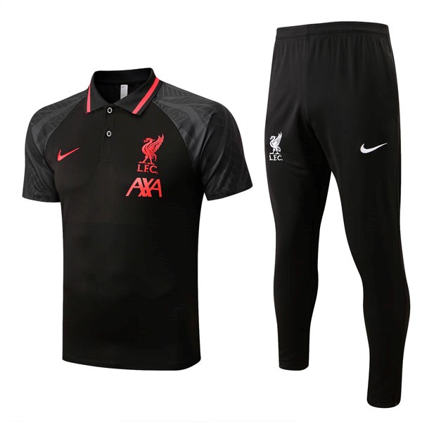 Polo Liverpool Conjunto Completo 2022 2023 Negro